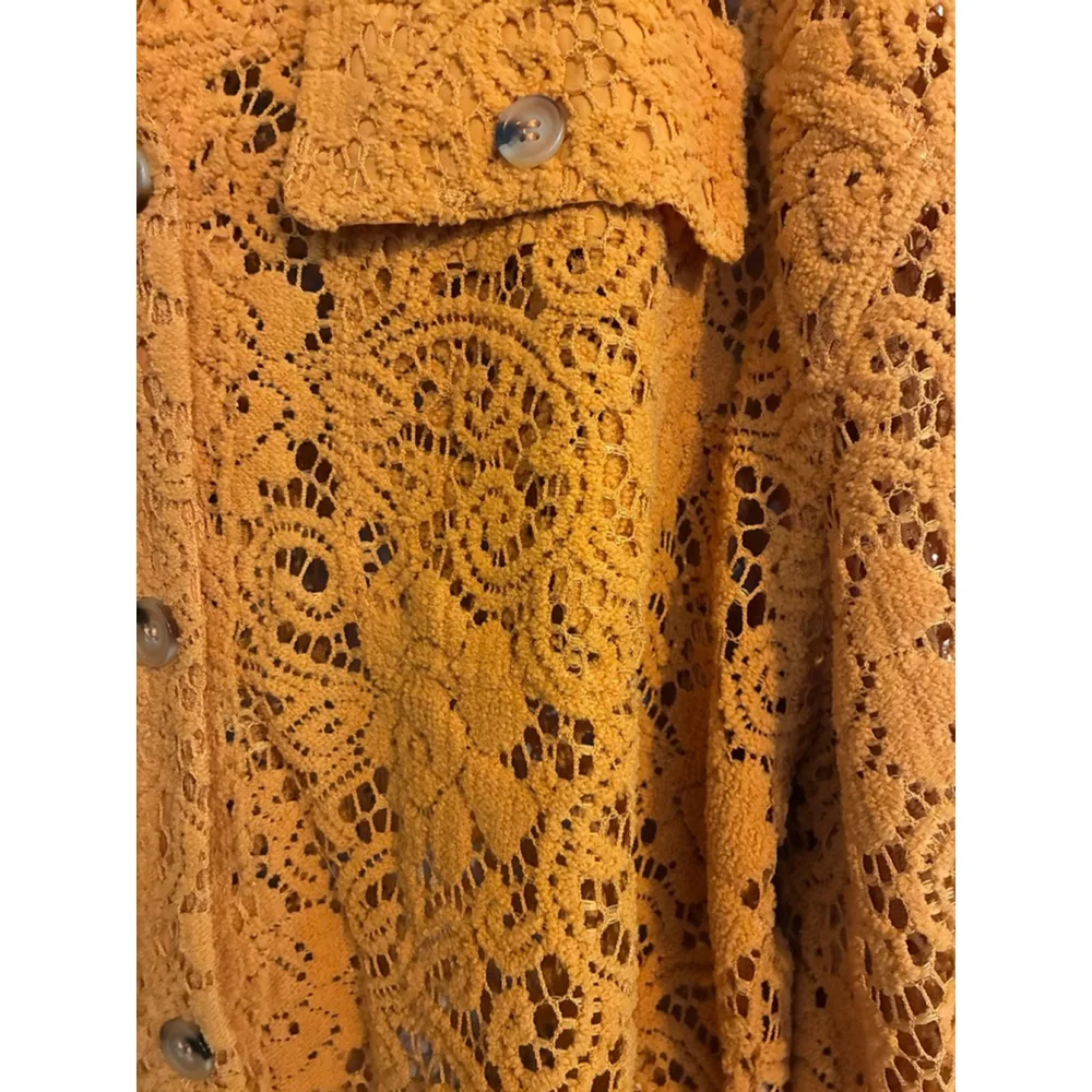 0245 ***BIBI*** NWT Size Small Mustard Colored Textured Long Sleeve Sweater - Picture 5 of 11